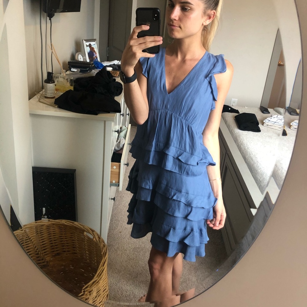 BCBG blue ruffle dress
